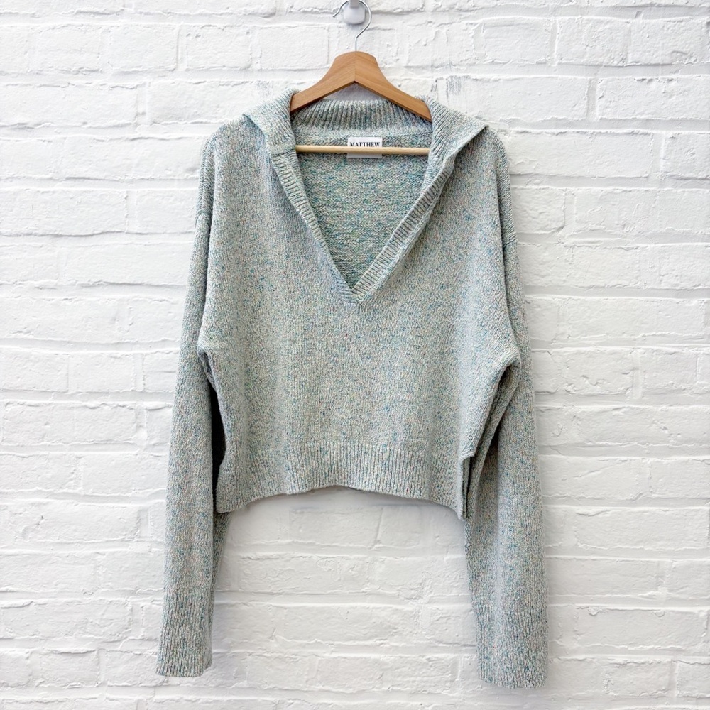 Matthew Bruch || Sailor Knit Pullover Sweater Melange Knit‎ Green 4 / Large